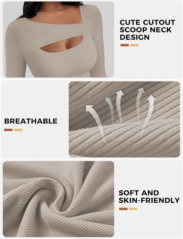 Buauty Womens Ribbed Long Sleeve Shirts Cutout Slim Fit Tee Trendy Sexy Top Fall Fashion 2025 Going Out Tshirts Y2K Clothes in Saudi Arabia