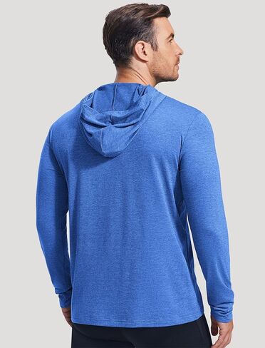 PINSPARK Men's Hoodies Lightweight Pullover Long Sleeve Athletic Sweatshirts for Gym Workout Comfort Thin Plain hoodie in Saudi Arabia