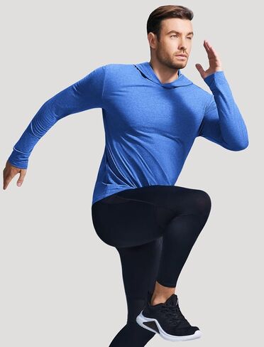 PINSPARK Men's Hoodies Lightweight Pullover Long Sleeve Athletic Sweatshirts for Gym Workout Comfort Thin Plain hoodie in Saudi Arabia
