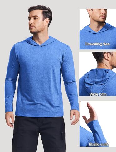 PINSPARK Men's Hoodies Lightweight Pullover Long Sleeve Athletic Sweatshirts for Gym Workout Comfort Thin Plain hoodie in Saudi Arabia