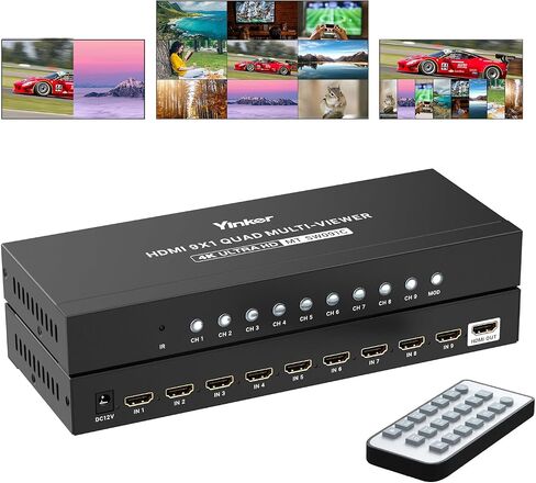 4 Port HDMI KVM with Multi-Viewer, 4x1 Quad Multiviewer Seamless Switcher, Support 4K@30Hz, PIP & POP, Keyboard Hotkey Switch, 3.5mm Audio Output in Kuwait