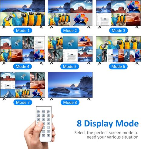 4 Port HDMI KVM with Multi-Viewer, 4x1 Quad Multiviewer Seamless Switcher, Support 4K@30Hz, PIP & POP, Keyboard Hotkey Switch, 3.5mm Audio Output in Kuwait