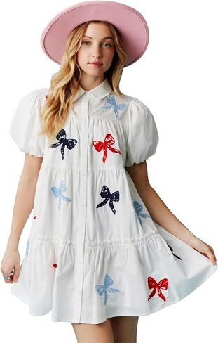 Women's Sequin Tiger Tiered Mini Dress – 100% Cotton Ruffled Neckline, Flutter Sleeves, and Front Tie Keyhole Detail in Saudi Arabia