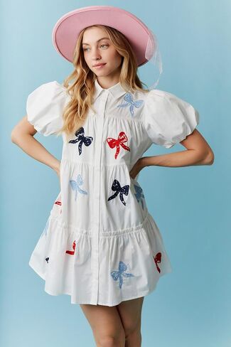 Women's Sequin Tiger Tiered Mini Dress – 100% Cotton Ruffled Neckline, Flutter Sleeves, and Front Tie Keyhole Detail in Saudi Arabia