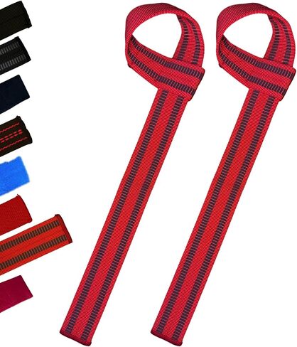 25" Powerlifting Straps (Pair) – Dominate Deadlifts with Heavy Duty Cotton Wrist Wraps – Maximum Grip Support for Strength Training & Weightlifting – Black/Red – For All Lifters: Newbies, Pros, Young Guns & Gym Vets in Saudi Arabia