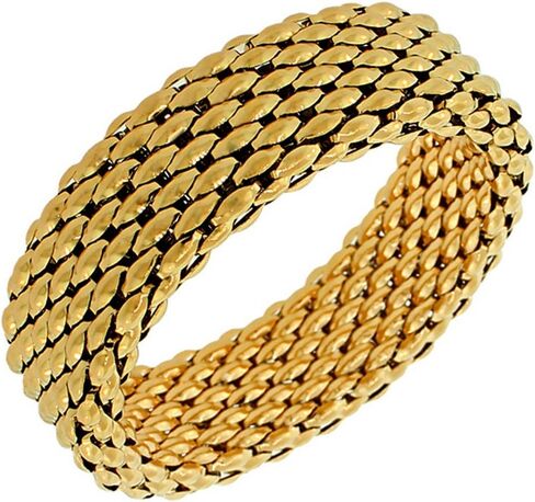 My Daily Styles - Treasure Bangle - Stretch Bracelets for Women - Chunky Mesh Bracelet - Stainless Steel Women's Bangle Bracelet - Beautiful White Gold Tone - Wide Stretch Bracelet in Kuwait