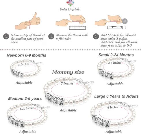 Custom Name Personalized Baby Girl Bracelets for Girls, Sterling Silver Kids Jewelry, Baptism, Keepsake, Birthday Gifts, Letter Charm Bracelet Alphabet Beads, Pink Pearls in Saudi Arabia