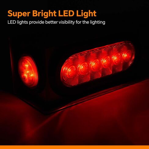 G-PLUS LED Trailer Steel Box Kit Rear Lights,Compatible With Trailer/Truck W/ 6" Oval Tail Light & 2" Marker Lamp (Red lens) Luces Traseras Brake LightsAssembly in Saudi Arabia