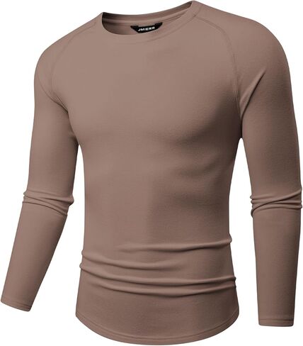 JMIERR Mens Muscle Shirts Slim Fitted Crew Neck Long Sleeve Thermal Fleece Pullover Sweater Shirt in Saudi Arabia