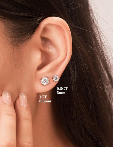 IMOLOVE Moissanite Stud Earrings with 1-3CT D Color Round Cut Lab Created Moissanite Earrings in Sterling Silver Trendy Earrings for Women Men in Saudi Arabia
