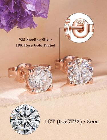 IMOLOVE Moissanite Stud Earrings with 1-3CT D Color Round Cut Lab Created Moissanite Earrings in Sterling Silver Trendy Earrings for Women Men in Saudi Arabia