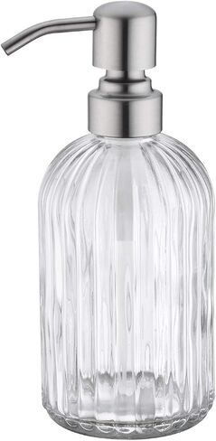 TUTEW Glass Soap Dispensers with Brushed Nickel Pump Head, Hand Soap Dispenser for Kitchen and Bathroom, Heavy Glass Soap Dispenser 15oz, High Purity Glass (2 Pack) in Saudi Arabia