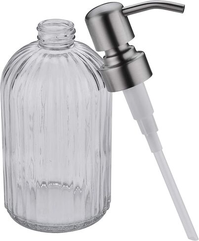 TUTEW Glass Soap Dispensers with Brushed Nickel Pump Head, Hand Soap Dispenser for Kitchen and Bathroom, Heavy Glass Soap Dispenser 15oz, High Purity Glass (2 Pack) in Saudi Arabia