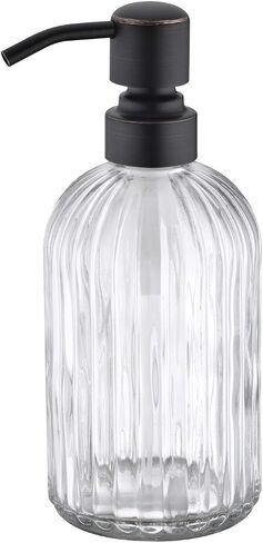 TUTEW Glass Soap Dispensers with Brushed Nickel Pump Head, Hand Soap Dispenser for Kitchen and Bathroom, Heavy Glass Soap Dispenser 15oz, High Purity Glass (2 Pack) in Saudi Arabia