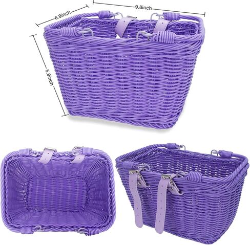 Kids Bike Basket,Handwoven Detachable Front Handlebar Bicycle Basket with Bike Bell,Wheel Spokes,Streamers,Sunglasses,Arm Sleeves in Kuwait