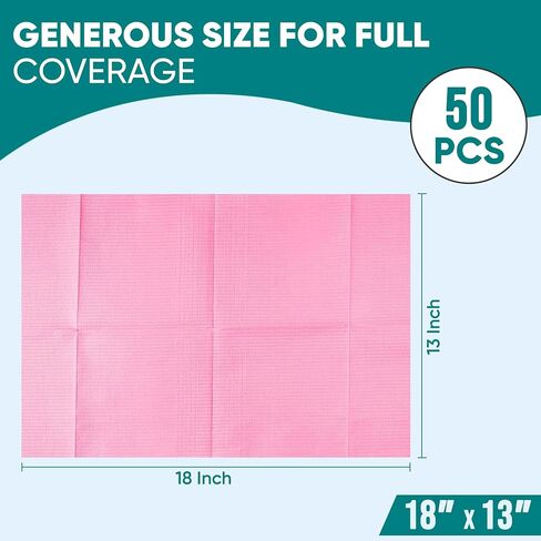 Amira Beauty Disposable Dental Bibs 13" x 18" – 3-Ply, Soft, Tear-Resistant, Waterproof Bibs for Dental, Nail, and Salon Professionals, Tattoo Napkins for Piercing, Black, Bulk Pack of 50 in Kuwait