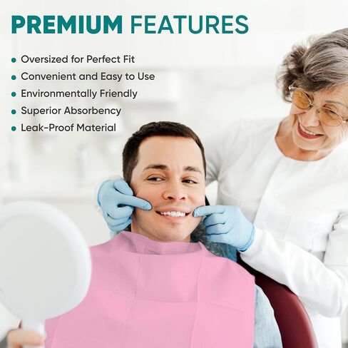 Amira Beauty Disposable Dental Bibs 13" x 18" – 3-Ply, Soft, Tear-Resistant, Waterproof Bibs for Dental, Nail, and Salon Professionals, Tattoo Napkins for Piercing, Black, Bulk Pack of 50 in Kuwait