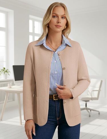 GRACE KARIN Sweater Blazers for Women 2025 Casual Button up Knit Blazer Open Front Sweatshirt Blazer Jacket with Pockets in Saudi Arabia