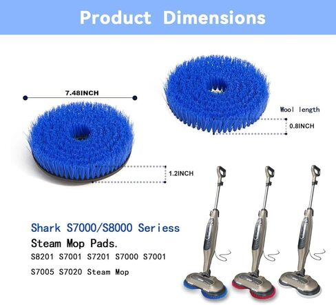 2 Pack S7001 ترقية رؤوس فرشاة استبدال وسادة MOP لوسادات البخار البخارية | التنظيف والتلميع المهني | متوافق مع Shark S8201/S7000Series | للتنظيف العميق الأرضيات الصلبة (الأزرق) in Kuwait