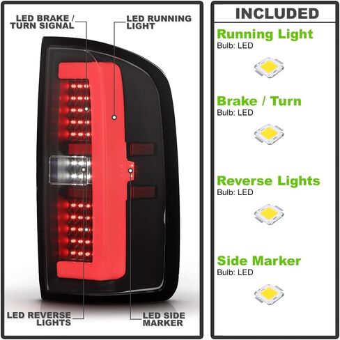 KEEKPO - For 2015-2022 GMC Canyon/Chevy Colorado Upgrade Style Black Smoked Full LED Tail Lights Brake Lamps Left+Right in Kuwait