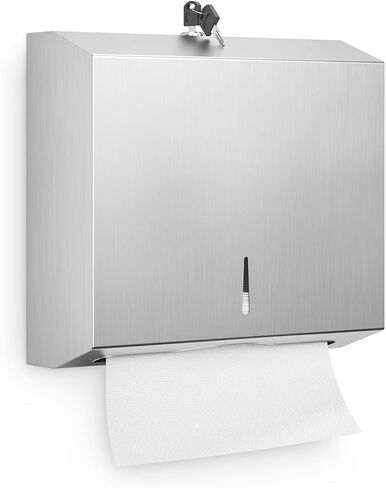Paper Towel Dispenser Wall Mount Commercial, Stainless Steel Hand Towel Dispenser with Lock, c-fold/Multi-fold/Tri-fold Large Capacity Tissue Holder in Kuwait