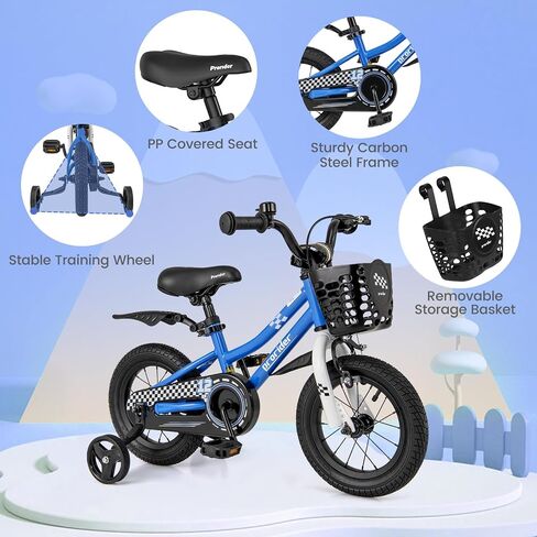 دراجة Costway Kids ، 12 14 16 18 18 بوصة دراجة صغيرة للبنين والبنات الذين تتراوح أعمارهم بين 3-8 سنوات ، دراجة للأطفال مع عجلات تدريب قابلة للإزالة ، فرامل الفرامل والخطورة ، سلة ، جرس in Kuwait