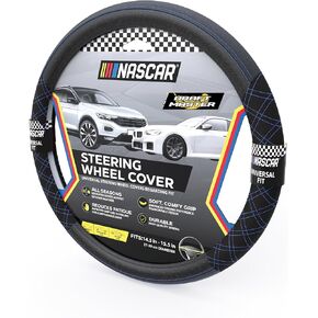 غطاء عجلة قيادة ناسكار | مقاس عالمي 14.5 بوصة - 15.5 بوصة | قبضة وراحة معززة | شاحنة، سيارات الدفع الرباعي، غطاء عجلة قيادة السيارة للرجال والنساء | جلد صناعي عالي الجودة (أسود - وسادة كبيرة مريحة) in Kuwait