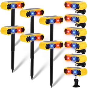 Qualirey 4 Pack Solar Outdoor Motion Sensor Alarm with Stake Animal Deterrent 2 x 129db Loud Noisemaker 13 Sound Detector Strobe Light, 4 Mode Dog Barking Alarm Sensor on Ground or Fence in Saudi Arabia
