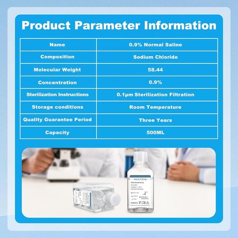0.9% Normal Saline Solution, 500ml 0.1um Filtration Sterilized SPSS Buffer for Lab Use, DNase/RNase/Protease/Pyrogen Free, Ready-to-Use in Saudi Arabia