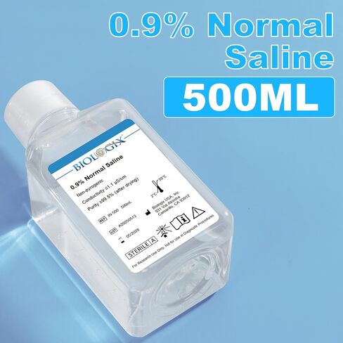 0.9% Normal Saline Solution, 500ml 0.1um Filtration Sterilized SPSS Buffer for Lab Use, DNase/RNase/Protease/Pyrogen Free, Ready-to-Use in Saudi Arabia