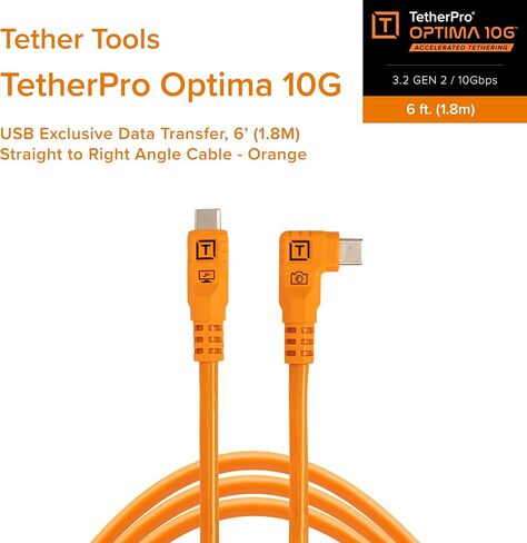 أدوات Tether Tetherpro Optima 10g USB نقل البيانات الحصري ، 10 '(3M) مباشرة إلى كابل الزاوية اليمنى - البرتقالي in Kuwait
