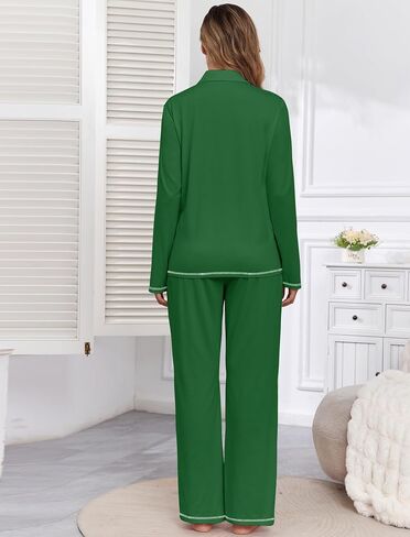 ZAFUL Women's Cotton Pajamas Sets Notch Long Sleeve Sleepwear Button Down Nightwear Soft Pjs Lounge Sets in Saudi Arabia
