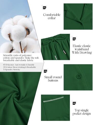 ZAFUL Women's Cotton Pajamas Sets Notch Long Sleeve Sleepwear Button Down Nightwear Soft Pjs Lounge Sets in Saudi Arabia