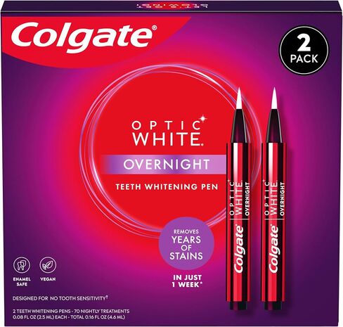 Colgate Optic White Overnight Teeth Whitening Pen, Teeth Stain Remover to Whiten Teeth, 35 Nightly Treatments, 0.08 Fl Oz in Kuwait