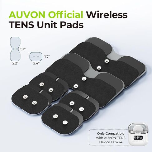 AUVON Official Wireless TENS Unit Electrode Pads Only Compatible with AUVON Wireless TENS Device TX6224, 12-Pack Reusable TENS Unit Replacement Pads in 2 Sizes, Premium Stickiness & Skin Friendly in Kuwait