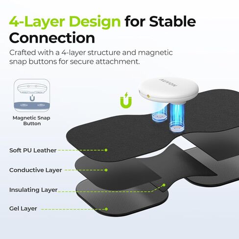 AUVON Official Wireless TENS Unit Electrode Pads Only Compatible with AUVON Wireless TENS Device TX6224, 12-Pack Reusable TENS Unit Replacement Pads in 2 Sizes, Premium Stickiness & Skin Friendly in Kuwait