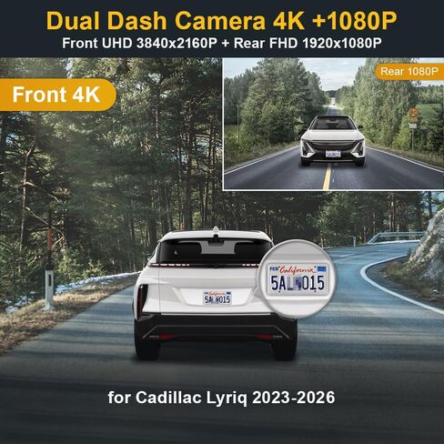 Fitcamx 4K Dash Cam Compatible with Cadillac Lyriq 2023-2026 & Lyriq-V (with Auto-Dimming), OEM Factory Look, UHD 2160P Video, Bulit-in WiFi & APP, Loop Recording, G-Sensor, Plug & Play, 64GB Card in Kuwait