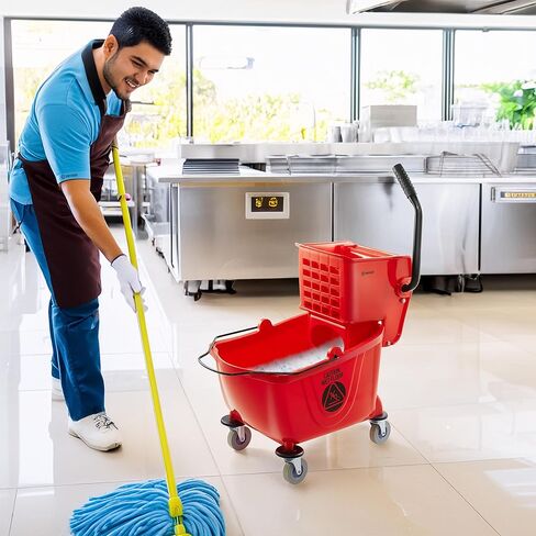 Dryser Commercial Mop Bucket with Side Press Wringer, 26 Quart, Black in Kuwait