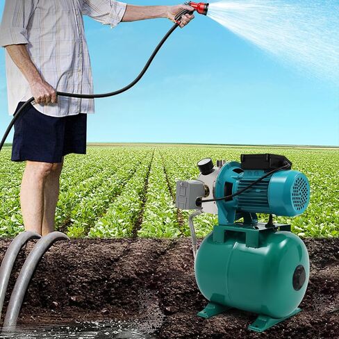 1HP مضخة بئر الضحلة مع خزان ضغط ، مضخة طائرة للري من أجل الداعم للمياه التلقائية للمنزل ، الحديقة ، العشب ، الرأس القصوى 147.64 قدم ، 110 فولت (الأزرق) in Kuwait