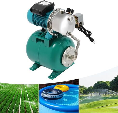 1HP مضخة بئر الضحلة مع خزان ضغط ، مضخة طائرة للري من أجل الداعم للمياه التلقائية للمنزل ، الحديقة ، العشب ، الرأس القصوى 147.64 قدم ، 110 فولت (الأزرق) in Kuwait