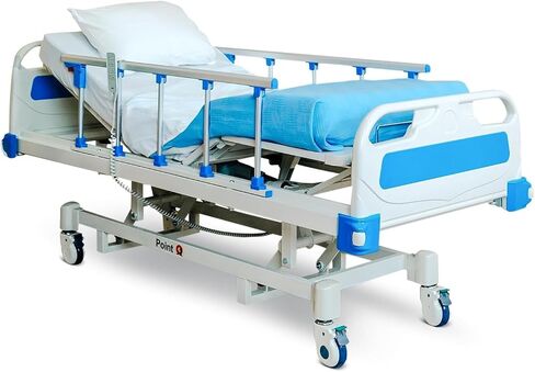 Point A (PAM-3) Premium Full Electric Hospital Bed, 4.7" Foam Mattress Made in USA, LINAK Motors, Individual Locking, 5" Casters, Includes Tray and Sheets (2X) in Kuwait