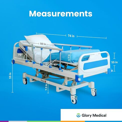Point A (PAM-3) Premium Full Electric Hospital Bed, 4.7" Foam Mattress Made in USA, LINAK Motors, Individual Locking, 5" Casters, Includes Tray and Sheets (2X) in Kuwait