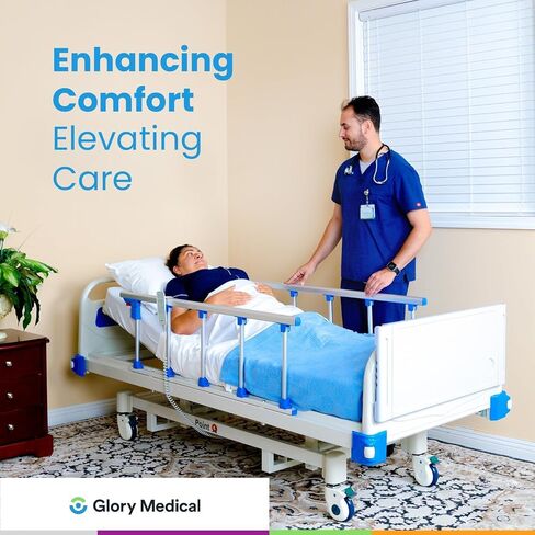 Point A (PAM-3) Premium Full Electric Hospital Bed, 4.7" Foam Mattress Made in USA, LINAK Motors, Individual Locking, 5" Casters, Includes Tray and Sheets (2X) in Kuwait