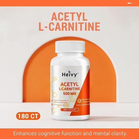 الأسيتيل L-Carnitine (ALCAR) 500mg ، 180 قبعات ، ملحق دعم الأعصاب ، الحمض الأميني ، يدعم وظيفة الدماغ ، خالية من الغلوتين ، غير الكائنات المعدلة وراثيا in Kuwait