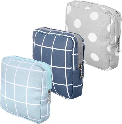 3PCS Pad Pouch for Women Period Bag Zippered Sanitary Storage Bag for Tampons, Pads, Menstrual Cup & Disc, Portable Feminine Hygiene Organizer, Tampon Holder 5.12 x 5.12 Inch Travel Pouch in Kuwait