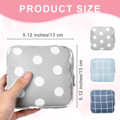 3PCS Pad Pouch for Women Period Bag Zippered Sanitary Storage Bag for Tampons, Pads, Menstrual Cup & Disc, Portable Feminine Hygiene Organizer, Tampon Holder 5.12 x 5.12 Inch Travel Pouch in Kuwait