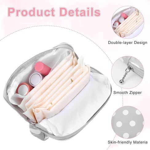 3PCS Pad Pouch for Women Period Bag Zippered Sanitary Storage Bag for Tampons, Pads, Menstrual Cup & Disc, Portable Feminine Hygiene Organizer, Tampon Holder 5.12 x 5.12 Inch Travel Pouch in Kuwait