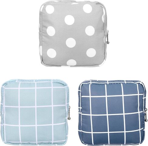 3PCS Pad Pouch for Women Period Bag Zippered Sanitary Storage Bag for Tampons, Pads, Menstrual Cup & Disc, Portable Feminine Hygiene Organizer, Tampon Holder 5.12 x 5.12 Inch Travel Pouch in Kuwait