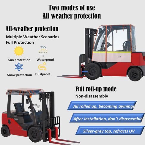 Santiano Forklift Cover fo Sun Protection - 0.5mm Black Transparent PVC,90% UV Protection ,Waterproof, Forklifts Roof Cover ,| 47"W x 45"L | Fits 6000lb Forklift (Weatherproof, High Visibility Design) in Kuwait