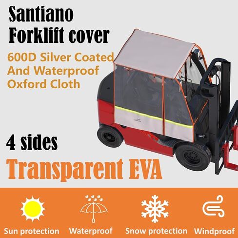 Santiano Forklift Cover fo Sun Protection - 0.5mm Black Transparent PVC,90% UV Protection ,Waterproof, Forklifts Roof Cover ,| 47"W x 45"L | Fits 6000lb Forklift (Weatherproof, High Visibility Design) in Kuwait